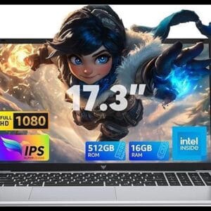 ACEMAGIC 17.3" Ordenador Portatil Quad-Core Procesador N95 Up to 3,4 GHz, 16 GB Ram DDR4 512 GB SSD Expansión 2TB, Portátil Capacidad 6000MAH, USB 3.2, BT5.0, HDMI, Laptop para Oficina Estudio, Plata