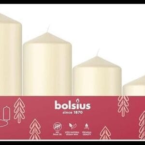 Bolsius - Juego de 4 velas de pilar lisas - marfil - Varios tamaños 12-10-8-6 cm - Ø48mm - Velas decorativas - Largo tiempo de combustión - Sin perfume - Con cera vegetal natural