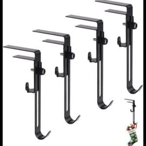 DONGKER Ganchos para calcetines navideños, 4 piezas, ajustables, para chimenea, sin clavos, para calcetines y coronas navideñas