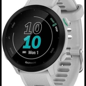 Garmin Forerunner 55 - Reloj Inteligente para Running con GPS, Planes de Entrenamiento, notificaciones y Seguimiento del Bienestar, Blanco