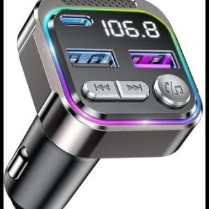 GizmoVine Transmisor FM Bluetooth Coche, Adaptador Mechero para Musica Radio USB C QC PD 36W, Receptor Parrot Manos Libres Sin Instalacion, Aparato Reproductor MP3, Accesorios para Vehículos