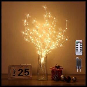 Guijiyi Luces De Ramas, 3 Piezas 144 LED Luces De Ramas De Abedul con Enchufe, 8 Modos De Iluminación, Ramas Iluminadas Blanco Cálido DIY para Decoración De Navidad, Acción De Gracias Y Sala De Estar