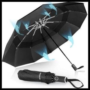 Herreicher Paraguas Plegable Antiviento Hombres Compacto - Resistente al Viento Soporte Ligero Nuevo Paraguas Automático Portátil Compacto de Viaje Paraguas de Golf para Hombre y Mujer