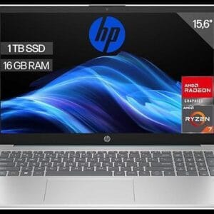 HP 15-fc0239ns - Ordenador portátil de 15.6" FHD (AMD Ryzen 7-7730U, 16 GB RAM, 1TB SSD, AMD Radeon Graphics, Sin Sistema operativo) Plata y Azul - Teclado QWERTY Español