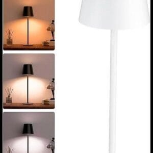 Lámparas LED de Mesita de Noche Color Blanco para Dormitorio sin Cables I Lámpara Táctil de Mesa de Lectura Recargable I 3 Modos de Luz con Brillo y Altura Ajustable.