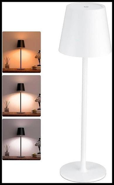 Lámparas LED de Mesita de Noche Color Blanco para Dormitorio sin Cables I Lámpara Táctil de Mesa de Lectura Recargable I 3 Modos de Luz con Brillo y Altura Ajustable.