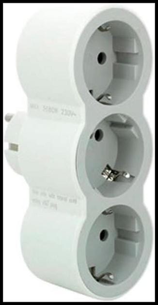 LEGRAND Adaptadores 3 Tomas de Enchufes de Corriente Frontales 2P+T Horizontal, Ladron de enchufes, Color Blanco/Gris Claro 694518