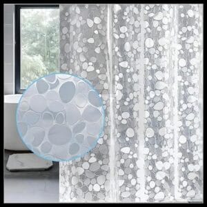 LEMON CLOUD Cortina Baño, Impermeable, Antimoho, Antibacteriano 3D PEVA Guijarro Transparente, 183x183cm