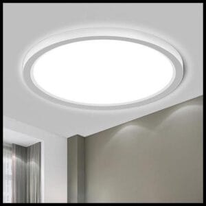 LQWELL® Lámpara de Techo LED Lámpara de Techo, IP44 Lámpara de Baño Impermeable Redonda Plana 18W 6000K 1980LM Delgada para Sala de Estar Baño Dormitorio Cocina Pasillo Sótano Oficina, 220 * 24mm
