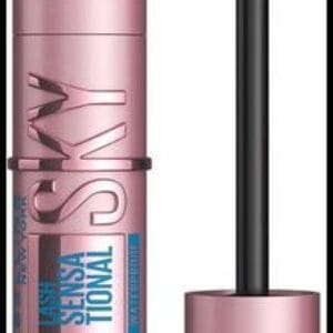 Maybelline New York, Máscara de Pestañas Lash Sensational Sky High Waterproof, Longitud sin Límites y Volumen Redefinido, Resistente al Agua, Negro