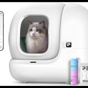 PETKIT Pura MAX 2 Arenero Gatos Autolimpiable, Inodoro para Gato, Arenero Autolimpiable para Gatos, Anti-Fugas, xSecure/Eliminar olores/APP/76L, para Varios Gato (Sin Purificador, con N50