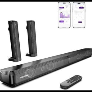 ULTIMEA 2.2ch Barra de Sonido para TV, 2 en 1 Soundbar Divisible con VoiceMX y BassMX, Bluetooth 5.3, 6 Modos de Ecualización, Graves Ajustables, Conexión ARC/Óptico/Aux, Apollo S40 Pro