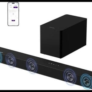 ULTIMEA 5.1ch Barra de Sonido TV con Dolby Atmos, Sistema de Sonido Envolvente para Home Cinema, Barra de Sonido con Subwoofer para TV, 340W, Bajos Ajustables, App, Bluetooth 5.4, Poseidon M60 Boom