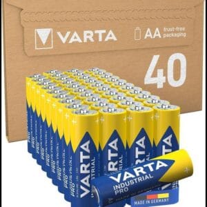 VARTA Pilas AA, paquete de 40, Industrial Pro, Baterías Alcalinas, 1,5V, paquete de almacenamiento de embalaje ecológico, Made in Germany [Exclusivo en Amazon]