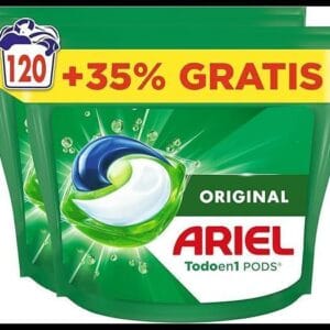 Ariel Todo En 1 PODS, Detergente Lavadora Liquido 120 Capsulas/Pastillas, Original, 5 Acciones Para Una Limpieza Increíble